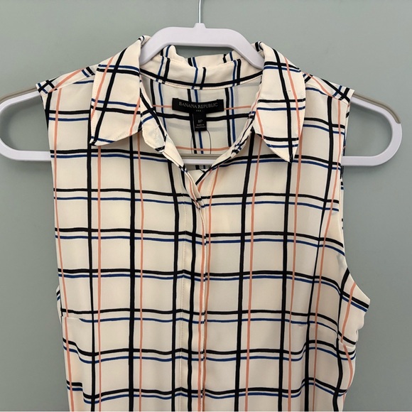 Banana Republic Plaid Sleeveless Belted Shirtdress 8P NWT - Picture 4 of 13